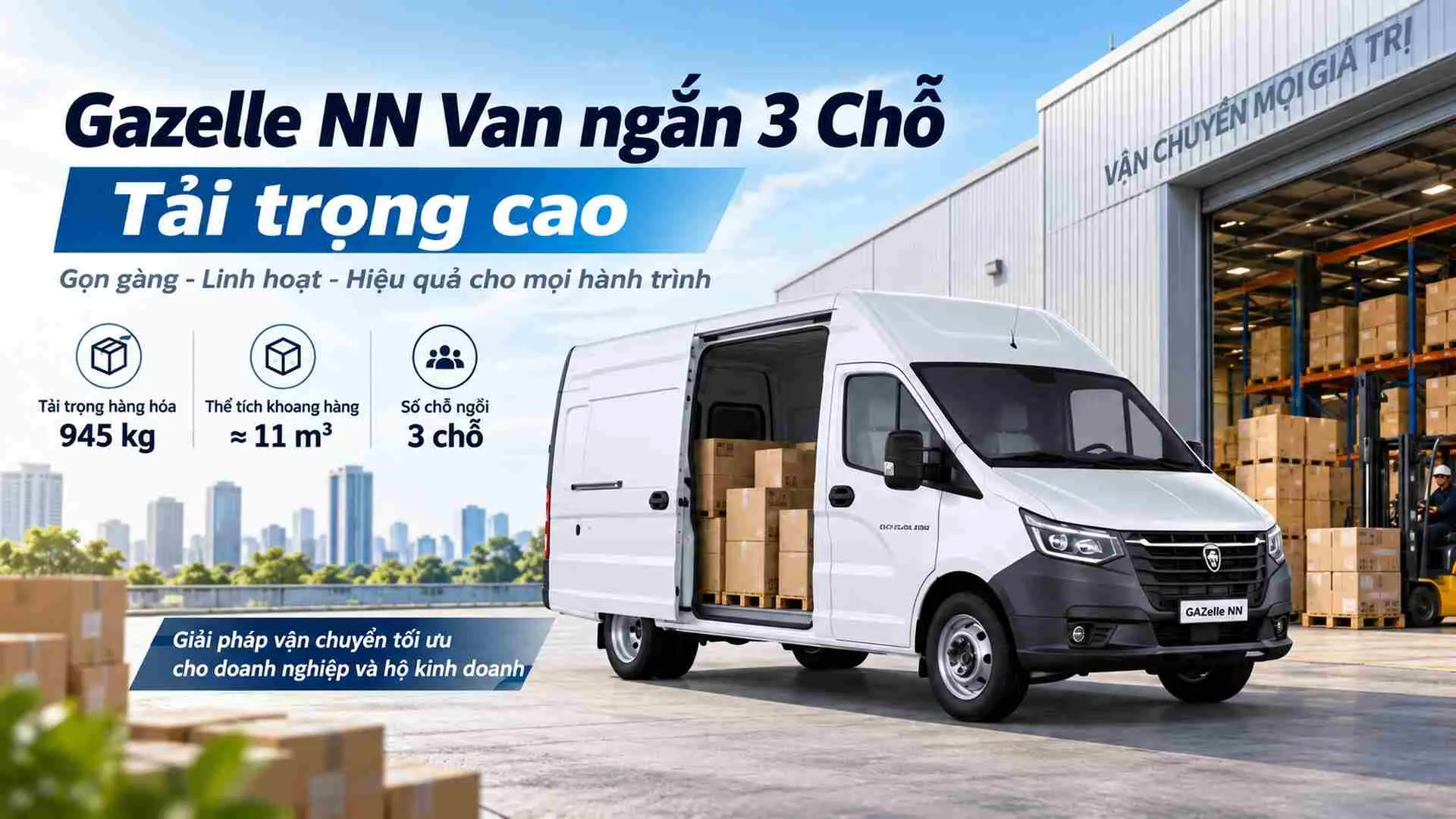 Gazelle NN Van ngắn 3 Chỗ – Tải trọng cao